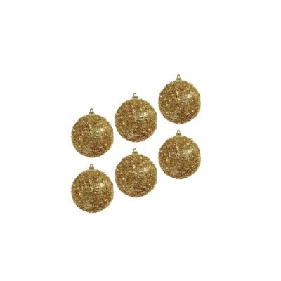 Σετ 6 κόκκινες – χρυσές Χριστουγεννιάτικες διακοσμητικές μπάλες 6,5cm [00000933]