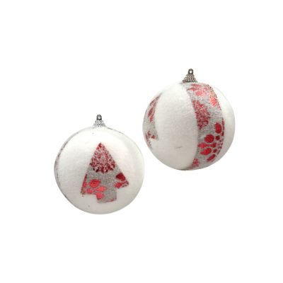 Σετ 2 Χριστουγεννιάτικες μπάλες από φελιζόλ 10cm [00001180]