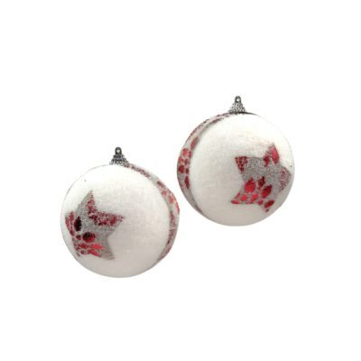 Σετ 2 Χριστουγεννιάτικες 10cm μπάλες από φελιζόλ [00001181]