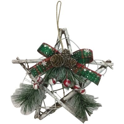 Χριστουγεννιάτικο ξύλινο αστέρι κρεμαστό [00001207]