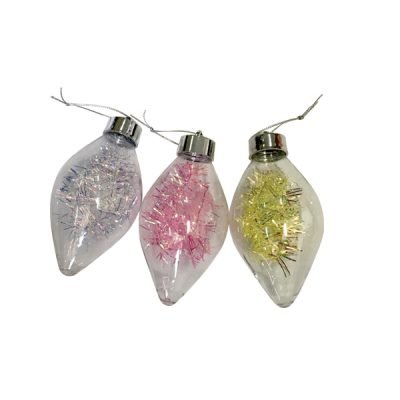 Διάφανη Χριστουγεννιάτικη μπάλα με χρωματιστά διακοσμητικά tinsel [00001296]