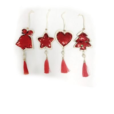 Κρεμαστό κόκκινο διακοσμητικό με πούλιες [00001301]