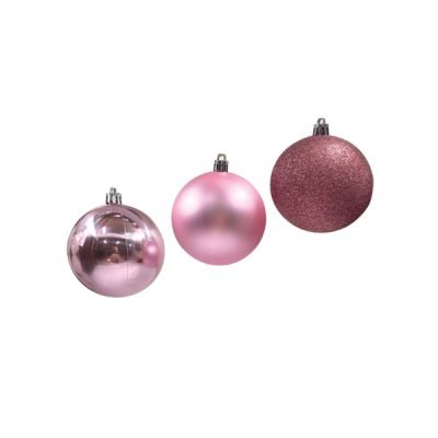 Σετ 12 Ροζ Χριστουγεννιάτικες μπάλες 6cm [00001466]
