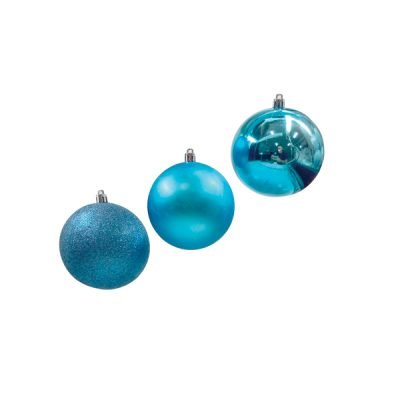 Σετ 6 μπλε Χριστουγεννιάτικες μπάλες 10cm [00001471]