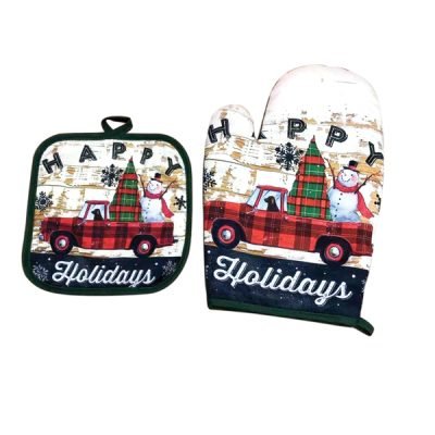 Σετ Χριστουγεννιάτικη πιάστρα και γάντι κουζίνας [00001495]