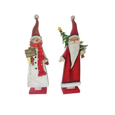 Ξύλινος διακοσμητικός χιονάνθρωπος Άη Βασίλης 23 x 16cm [00001506]