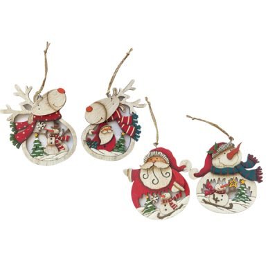 Ξύλινο κρεμαστό διακοσμητικό Άη Βασίλης  τάρανδος 12 x 9 [00001510]