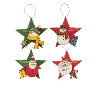 Ξύλινο κρεμαστό διακοσμητικό αστέρι 14 x 14 [00001513]