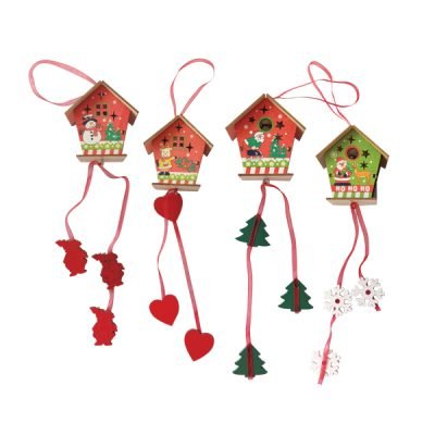 Ξύλινο κρεμαστό στολίδι σπιτάκι 5 x 6cm [00001558]