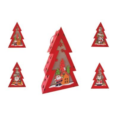 Ξύλινο κρεμαστό φωτιζόμενο δέντρο 15 x 13cm [00001560]