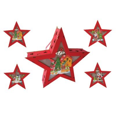 Ξύλινο κρεμαστό φωτιζόμενο αστέρι  20 x 20cm [00001561]