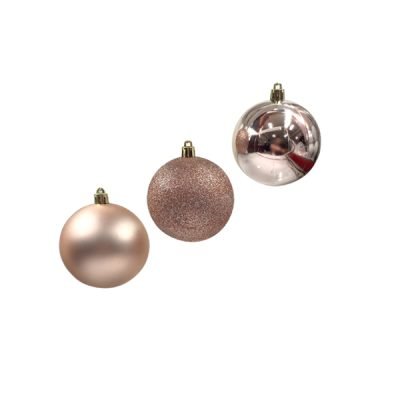 Σετ 12 Χριστουγεννιάτικες μπάλες ροζ χρυσό 8cm [00001617]