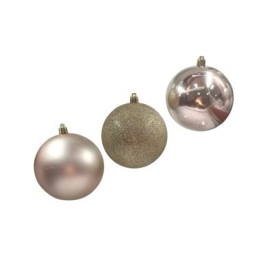 Σετ 6 Χριστουγεννιάτικες μπάλες ροζ χρυσό 10cm [00001618]