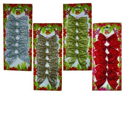 Σετ 6 Χριστουγεννιάτικοι διακοσμητικοί φιόγκοι 8cm [00001627]