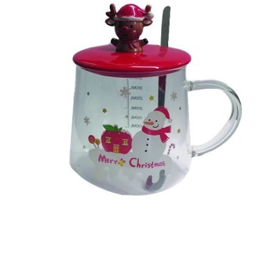 Κούπα γυάλινη με καπάκι και κουταλάκι [00001638]