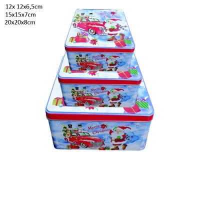 Σετ 3 τσίγγινα τετράγωνα κουτιά αποθήκευσης [00001651]