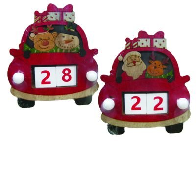 Ξύλινο διακοσμητικό φωτιζόμενο αυτοκίνητο 14cm [00001698]