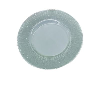 Χριστουγεννιάτικη ασημί πιατέλα γυάλινη 32εκ. [00001760]