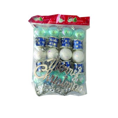 Σετ 25 Χριστουγεννιάτικα κρεμαστά στολίδια μπλε  [00001772]