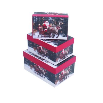 Σετ 3 Χριστουγεννιάτικα χάρτινα κουτιά [00001787]