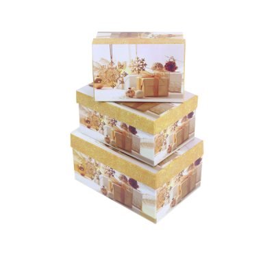 Σετ 3 Χριστουγεννιάτικα χάρτινα κουτιά [00001788]