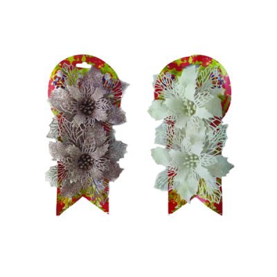 Σετ 2 χριστουγεννιάτικα διακοσμητικά  λουλούδια  15cm [00001870]