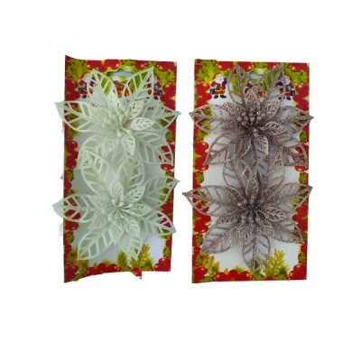 Σετ 2 χριστουγεννιάτικα διακοσμητικά  λουλούδια  14cm [00001871]