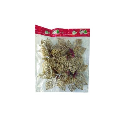 Σετ 4 χριστουγεννιάτικα διακοσμητικά  λουλούδια  12cm [00001877]