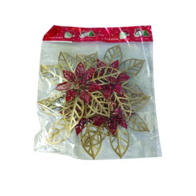 Σετ 4 χριστουγεννιάτικα διακοσμητικά  λουλούδια  13cm [00001880]