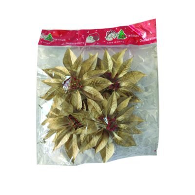 Σετ 4 χριστουγεννιάτικα διακοσμητικά  λουλούδια  9cm [00001881]