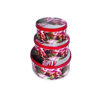 Σετ 3 τσίγγινα στρογγυλά κουτιά αποθήκευσης [00001885]