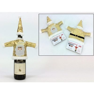 Σετ 2 χρυσές θήκες μπουκαλιού Αγιος Βασίλης [00002484]