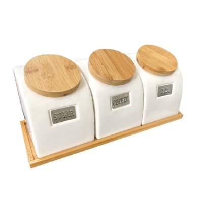 Σετ 3 κεραμικά βάζα για καφέ-ζάχαρη και τσάϊ [00109321]