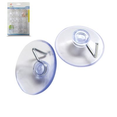 Σετ 12 διάφανα βεντουζάκια τοίχου Φ4cm με μεταλλικό γαντζάκι [00404149]