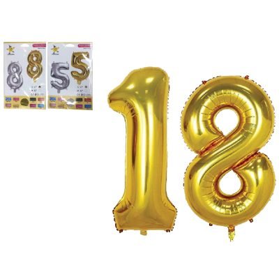 Αλουμινένια μπαλόνια με αριθμούς 0-9 ασημί – χρυσό  [00405193]