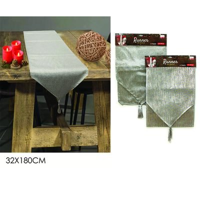 Χριστουγεννιάτικο Runner ασημί 32 x 180cm [02412180]