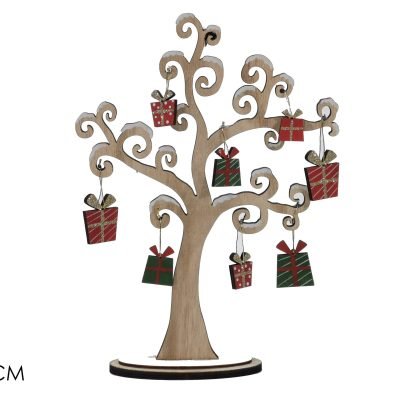 Ξύλινο δέντρο με κρεμαστά δωράκια 30cm [02445383]