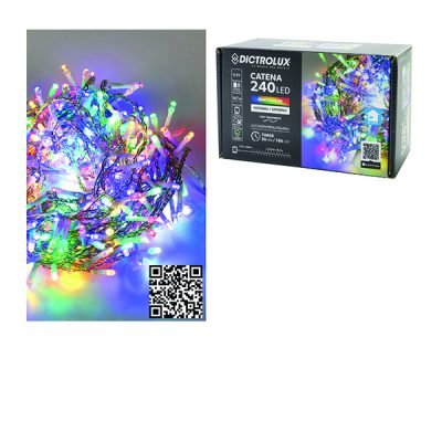 240 λαμπάκια μπαταρίας πολύχρωμα 16,7m λευκό καλώδιο [02450411]