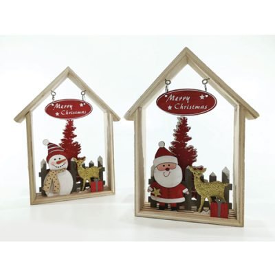 Ξύλινο σπιτάκι Merry Christmas 20cm [02476110]