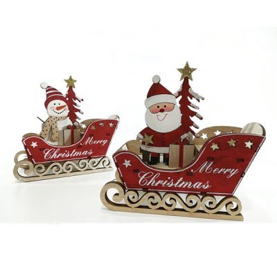 Ξύλινο έλκυθρο με Άη Βασίλη 15cm [02476116]