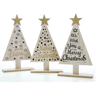 Ξύλινο διακοσμητικό χριστουγεννιάτικο δέντρο 31cm [02476154]