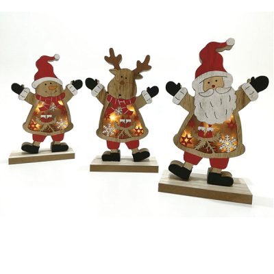 Ξύλινο διακοσμητικό με λαμπάκια 21cm [02634377]