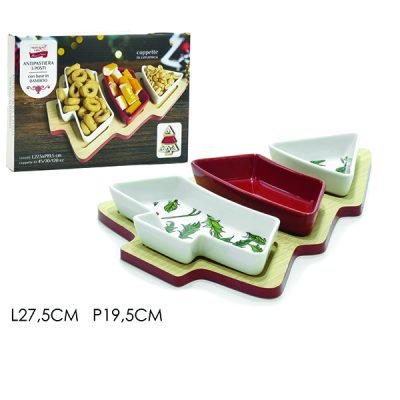 Πιατέλα ξύλινη έλατο, με μπολ [02635966]