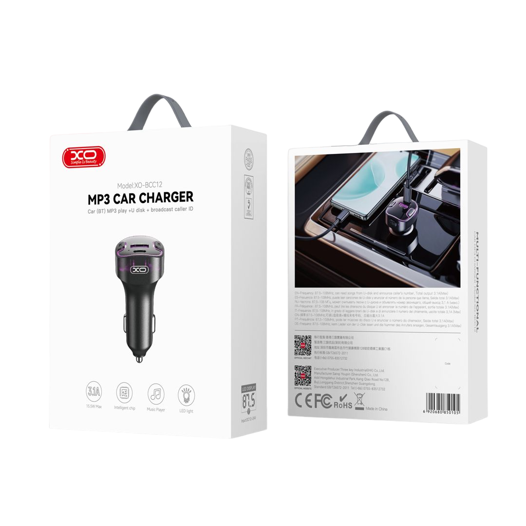 XO BCC12 Smart Bluetooth MP3+5V3.1A Car Charged Atmosphere Light (16.006.0227) - Image 8