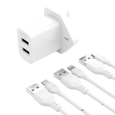 XO L109 (UK) Dual USB-A 2.4A Charger with lightning cable (16.006.0262)