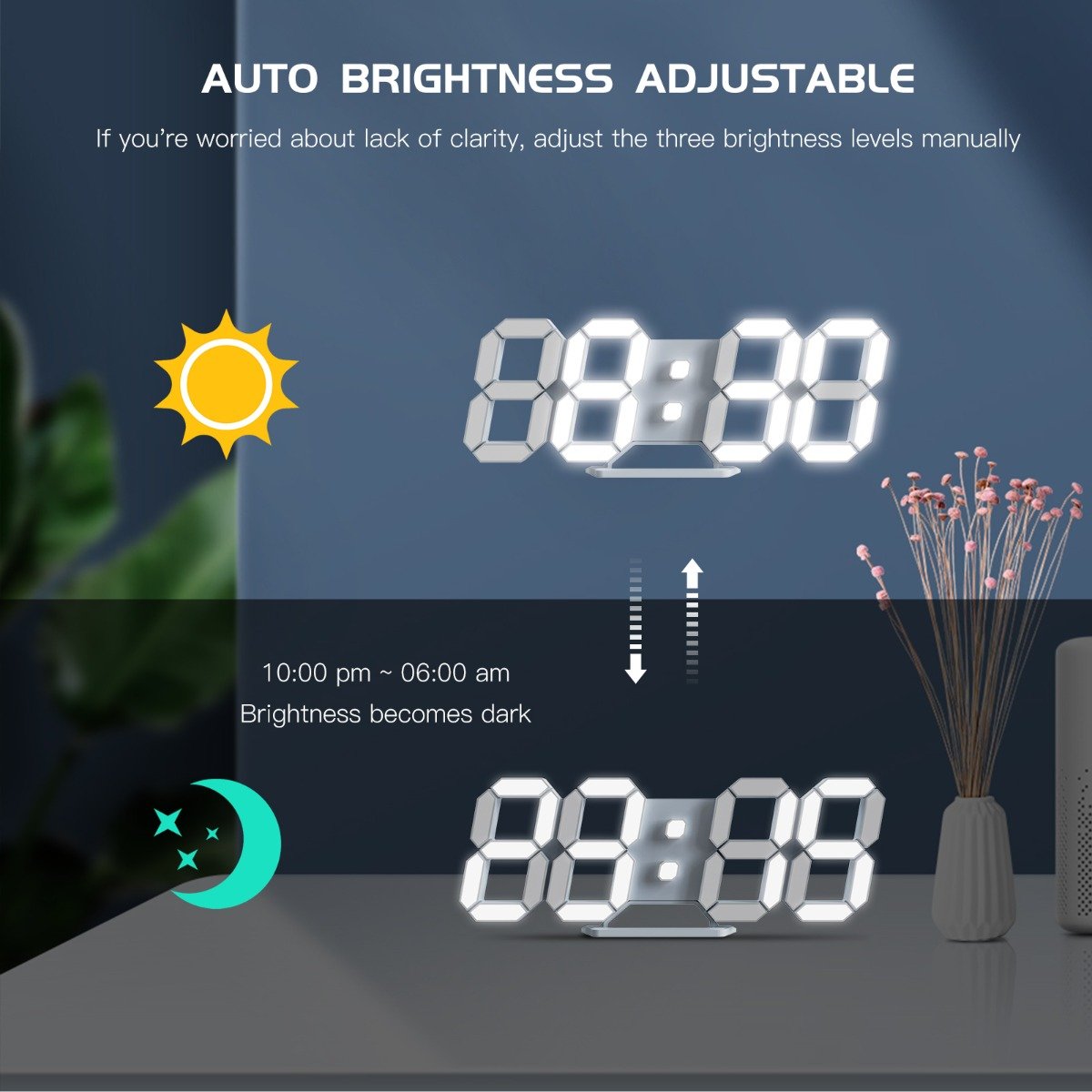 EDUP EH-LED1302 Digital Timer Nightlight Watch Alarm Clock 12 or 24 Hour Display (30.006.0001) - Image 5