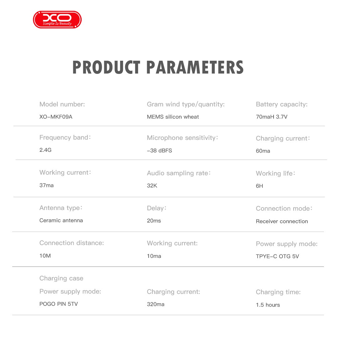 XO MKF09A TypeC 1 έως 2 ασύρματο μικρόφωνο κλιπ γιακά (16.001.0193) - Image 4