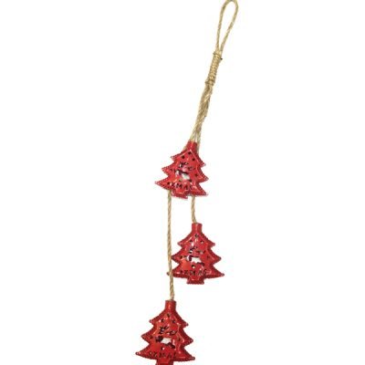 Κόκκινο μεταλλικό κρεμαστό Χριστουγεννιάτικο στολίδι έλατο [00001161]