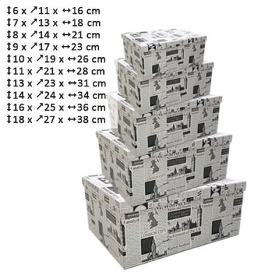 Σετ 10 χάρτινα παραλληλόγραμα κουτιά αποθήκευσης εφημερίδα [11401259]