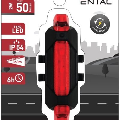 Entac Φώς Ποδηλάτου Πλαστικός 2W Κόκκινο (15.007.0141)